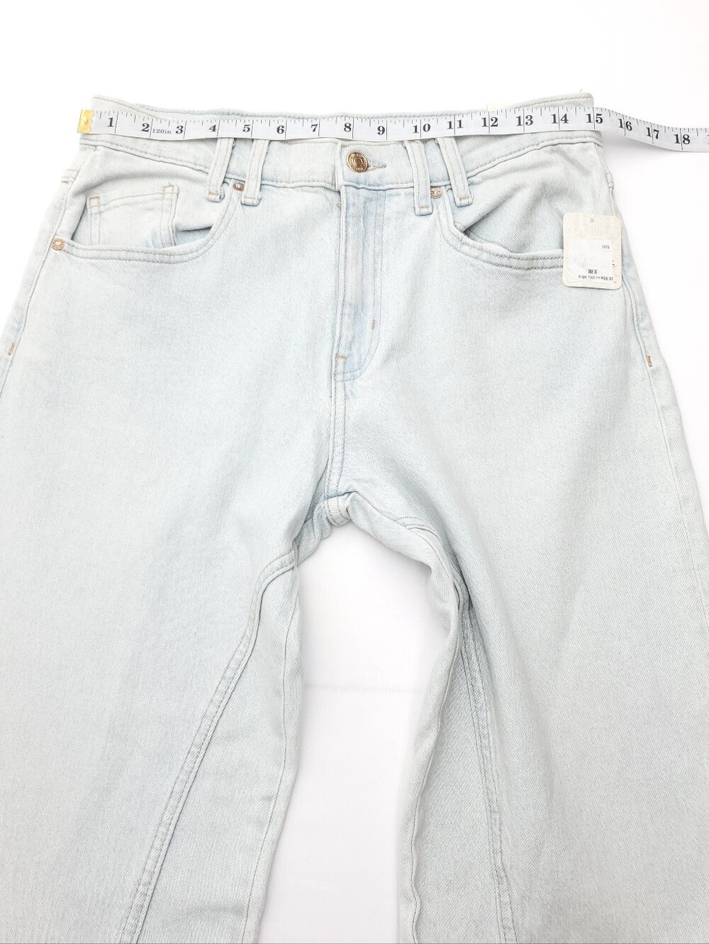 NEW We the Free People Risk Taker High-Rise Straight Raw Hem Light Blue Jeans 30 - Picture 7 of 13